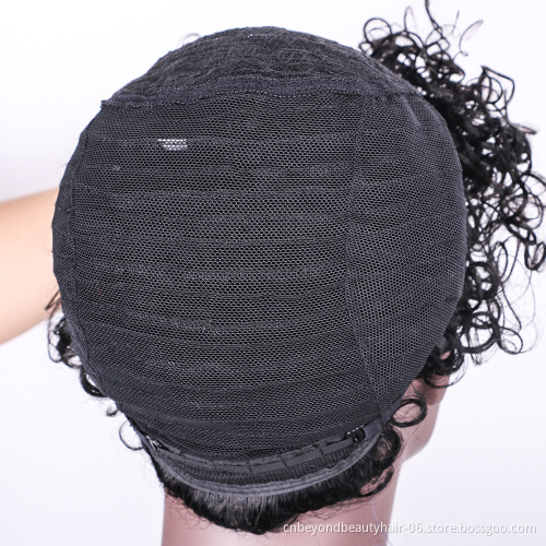 Highlight Brown Kinky Curly Wig Brazilian Human Hair Pixie Cut Short Afro Wigs High Density for Black Women